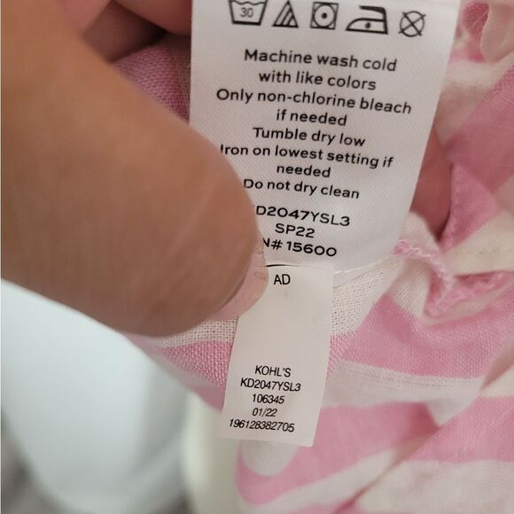 Draper James RSVP Pink & White Linen Striped Flutter Sleeve Top Blouse - Picture 9 of 10